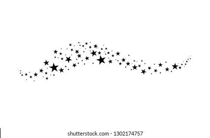 Falling star. Cloud of stars isolated on white background. Vector illustration