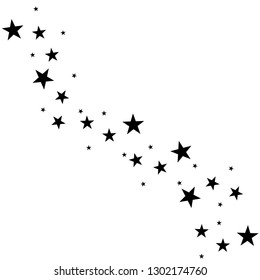 Falling star. Cloud of stars isolated on white background. Vector illustration