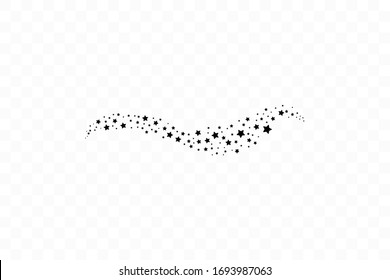 Estrella en caída. Nube de estrellas aisladas sobre fondo transparente. Ilustración del vector