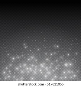 Falling star dust sparks. Shining transparent beautiful vector . White glitter particles background effect. Sparkling texture for design template. 