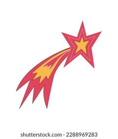 Falling Star funky Retro Vektorgrafik im Stil der 70er Jahre. 