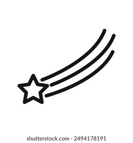 Falling Star Icon Schwarze Linie Kunst Vektorgrafik