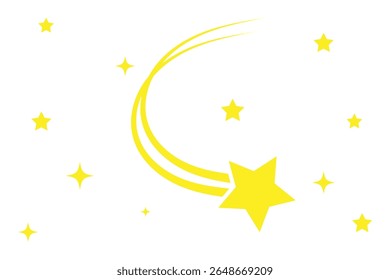 ícone de estrela cadente. estrela com cauda de cometa, conjunto de estrela cadente com trilhas.