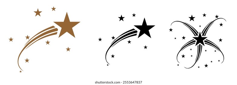 Falling star icon. Gold shooting star -