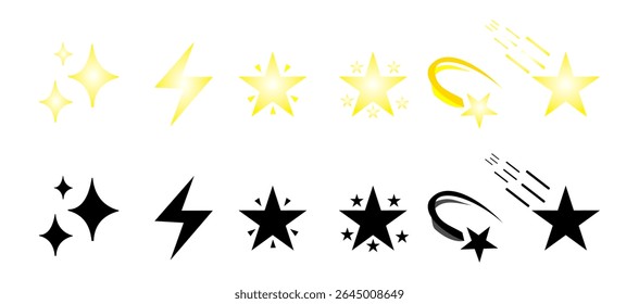 Falling star icon. Gold shooting black star