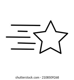 Fallende Sternsymbol. Linienzeichen. Rahmenform. Kunstraum. Flacher Stil. Modernes Design. Vektorgrafik. Stockbild. 