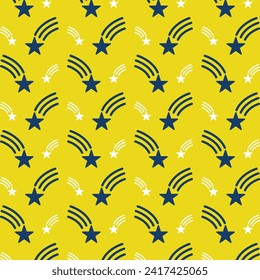 Falling Star Icon repeating trendy pattern colorful vector illustration yellow background