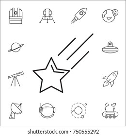 falling star icon. Set of space icons. Signs, outline symbols collection, simple thin line icons for websites, web design, mobile app, info graphics on white background