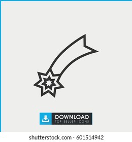 falling star icon. simple outline falling star vector icon. on white background.