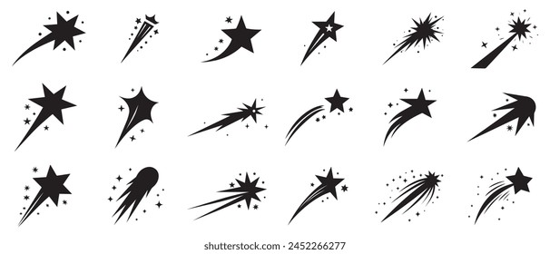 Iconos de la Estrella Caída elemento espacial noche galaxia diseño de Vector.