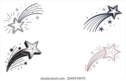 Falling Star icons space element night galaxy vector design.
