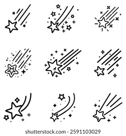 Falling Star icons space element night galaxy vector design.