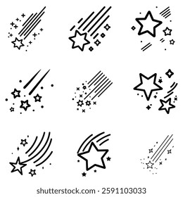 Falling Star icons space element night galaxy vector design.