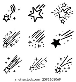 Falling Star icons space element night galaxy vector design.