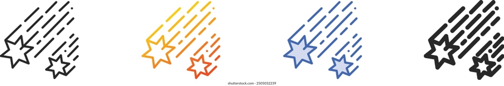 falling star icon.Thin Linear, Gradient, Blue Stroke and bold Style Design Isolated On White Background