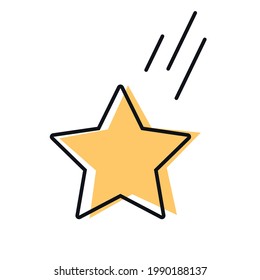 Falling star isolated vector art. Favorite icon.