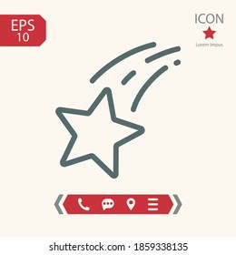 falling star line icon, outline vector illustration.