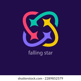 Falling star logo. Unique colors. Creative comet logo template. vector