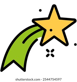 Estrella Caída. Felices Navidades. Icono de Vector