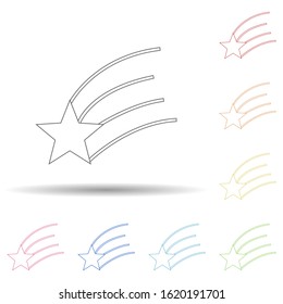 Falling star in multi color style icon. Simple thin line, outline vector of space icons for ui and ux, website or mobile application