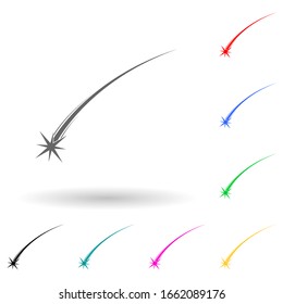 icono de estilo multicolor de estrella en caída. Glifo simple, vector plano de iconos estrella para ui y ux, sitio web o aplicación móvil