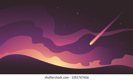 falling star on abstract background vector. desktop wallpaper, website, background, banner,  fantasy background, eps10