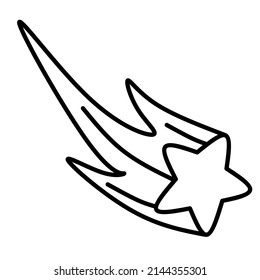 falling star outline doodle illustration. Suitable for coloring book