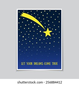 Falling star poster or postcard template
