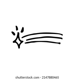 Icono de vector de esbozo de estrella que cae. Sparkings, símbolo dibujado a mano