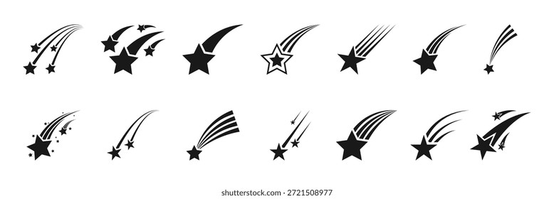 Ilustración gráfica de Vector de estrella caída. Vector de la ilustración de la estrella que cae. Estrella de Antiguas con las líneas de movimiento que disparan el símbolo del icono de la estrella que cae del cielo