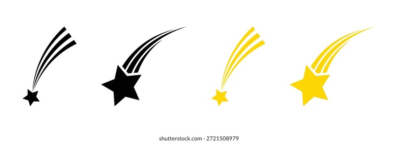 Ilustración gráfica de Vector de estrella caída. Vector de la ilustración de la estrella que cae. Estrella de Antiguas con las líneas de movimiento que disparan el símbolo del icono de la estrella que cae del cielo