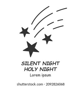 Falling star vector icon. Christmas symbol. Vector illustration on a white background. For icon, stamp, label, certificate, brochure, gift card, poster, coupon or banner decoration.