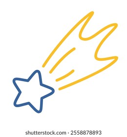 Falling star vector icon. Shooting star sign. Winter sign. Graph symbol for event and holiday web site and apps design, logo, app, UI