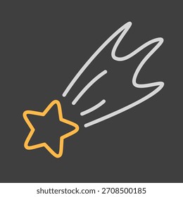 Fallender Sternenvektor auf dunklem Hintergrund. Sternzeichen schießen. Winterzeichen. Graph-Symbol für Event- und Feiertage-Website und Apps-Design, Logo, App, UI