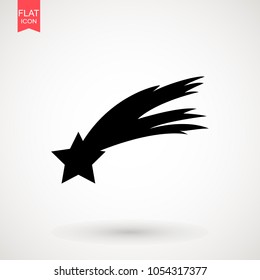 Falling star vector . Shooting star isolated from background. Icon of meteorite or comet with tail