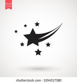 Falling star vector . Shooting star isolated from background. Icon of meteorite or comet with tail