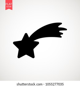 Falling star vector . Shooting star isolated from background . Icon of meteorite or comet with tail