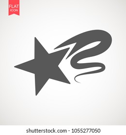 Falling star vector . Shooting star isolated from background . Icon of meteorite or comet with tail