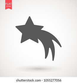 Falling star vector . Shooting star isolated from background . Icon of meteorite or comet with tail