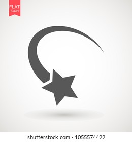 Falling star vector . Shooting star isolated from background . Icon of meteorite or comet with tail