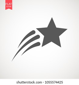 Falling star vector . Shooting star isolated from background . Icon of meteorite or comet with tail