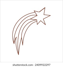Vector estrella en caída. Disparando estrellas aisladas de fondo. Icono del meteorito y el cometa.