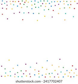 Falling Starfall Decoration Vector White Background. Carnaval Dot Invitation. Celebrate Dust Pattern. Color Confetti Fun Background.