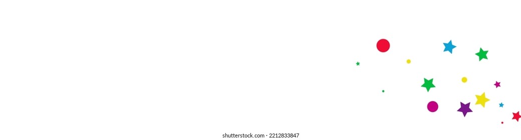 Falling Starfall Effect Vector White Panoramic Background. Carnival Rain Banner. Festive Dust Invitation. Color Constellation Flying Wallpaper.