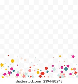 Falling Stars Abstract Vector Transparent Background. Top Dot Card. Independence Splash Texture. Rainbow Confetti Festival Backdrop.