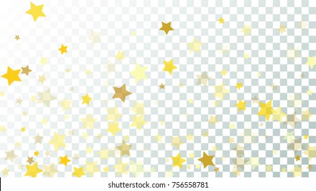 Falling stars Backdrop. Christmas Design of a Magic Background for an Invitation Card, Postcard, Poster. Starry Confetti on Transparent Background