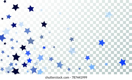 Falling stars Backdrop. Christmas Design of a Magic Background for an Invitation Card, Postcard, Poster. Starry Confetti on Transparent Background