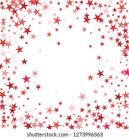 Falling stars confetti background, isolated on white. Vector colorful Birthday card design. Square card and frame. Template for holiday, party, birthday, wedding, solemnity invitation.