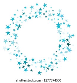 Falling stars confetti background, isolated on white. Vector colorful Birthday card design. Square card and frame.  Minimalistic template for holiday, party, birthday, wedding, solemnity invitation.
