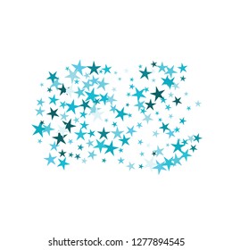 Falling stars confetti background, isolated on white. Vector colorful Birthday card design. Square card and frame.  Minimalistic template for holiday, party, birthday, wedding, solemnity invitation.